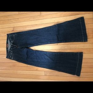 Designer blue jeans. Women’s size 27. Barely worn.